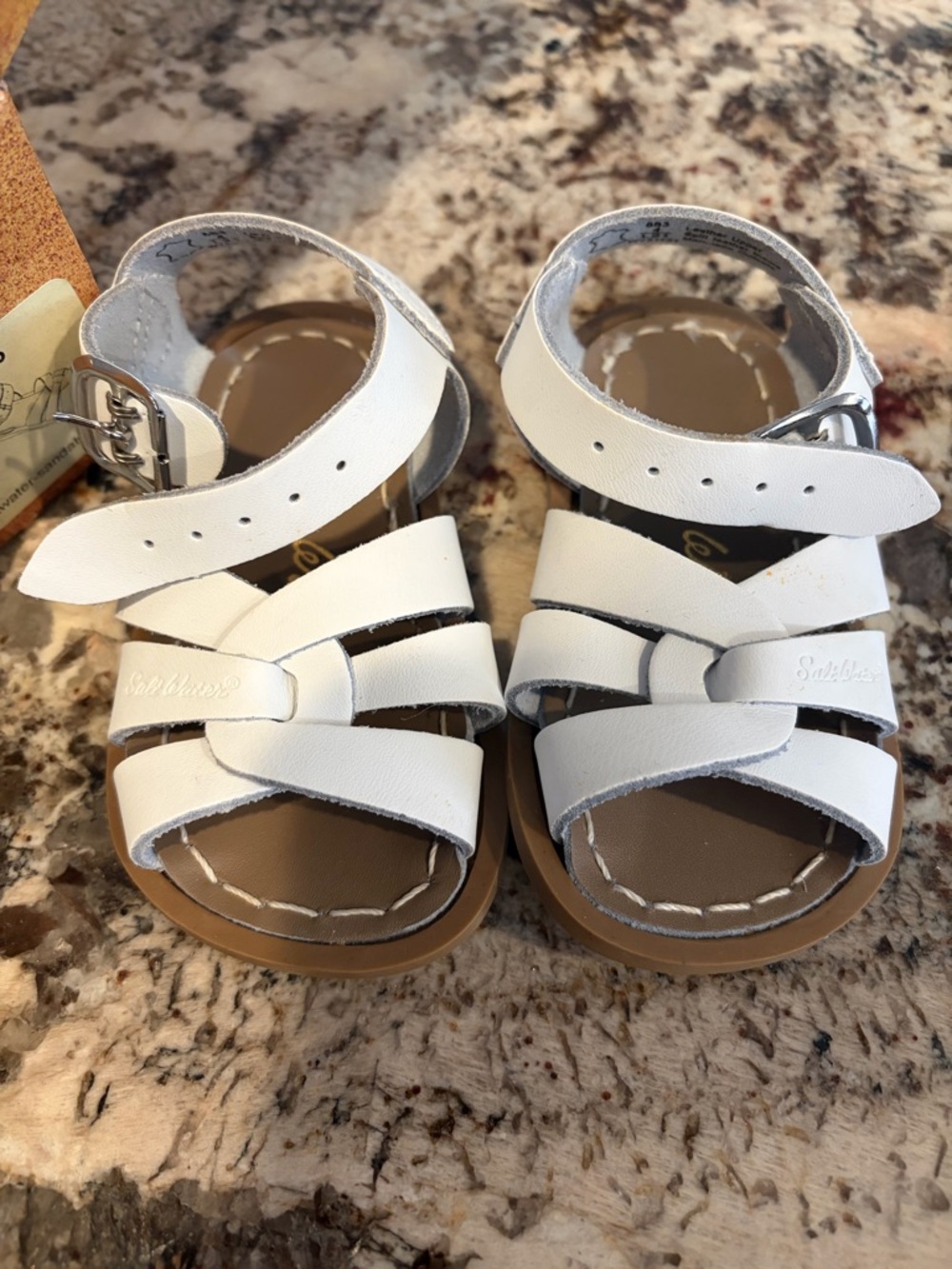 Salt Water Sandals by Hoy White Leather Kids Strappy Sandals